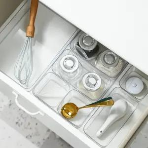 (XL) 칸막이 투명 서랍 정리함/다용도/소품/정리/문구/수납함/책상/수납/서랍장/보관함/케이스/수납장/사각
