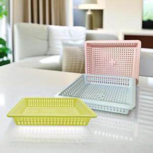 나리아 사각바구니 책상 서랍용 사물함 바스켓 플라스틱 낮은바구니 (3개) 32x25cm