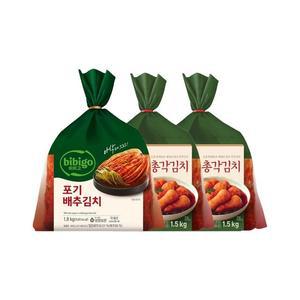 비비고 총각김치 1.5kg x2개+포기배추김치 1.8kg x1개