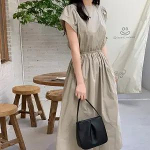 로벨 뒷단추 스트링 롱 원피스 여름 여성 데일리룩 데이트룩