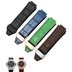 HUBLOT BIG BANG 정품 가죽 25mm * 19mm 방수 남성용 시계 스트랩 체인 고무