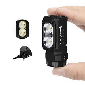 자석이 있는 WUBEN E7 1800 루멘 충전식 미니 손전등 - 초밝은 6 모드 EDC 손전등, Type-C LED, 헤드램프 사용, 구조, 캠핑용 IP68 포켓