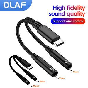 녹음펜 C타입 듀얼 오디오 어댑터 DAC 음성 마이크 헤드폰 커넥터 케이블 15 16 USB 컨버터용 5mm