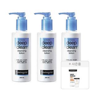 뉴트로지나 딥클린 클렌징 로션, 200ml, 3개 + 증정(클렌징폼 50g 기획(아크네폼 40g, 1개 + 젠틀폼, 10g, 1개)