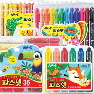 [오피스스쿨] 아모스파스넷/크레파스/색연필/6색 12색 18색 24색 36색