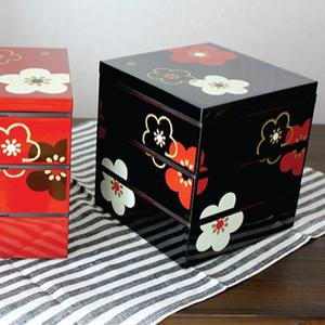 하코야 재팬 매화 3단 사각 찬합 파티형(라지)18cm 피크닉 소풍 도시락