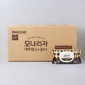 모나리자 내추럴 플러스 물티슈 100매*20팩 (캡형)