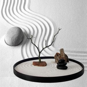 젠가든 모래 인테리어 DIY 디스크세트1 24CM 가레산스이 명상 흑원반백사 스몰 조경