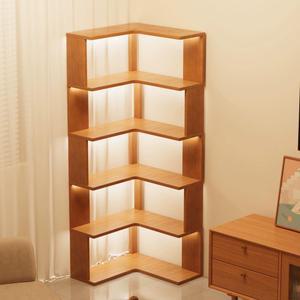 모서리책장 코너 수납장 거실 나무 원목 60x40 4단 정리 책꽃이 코너책장 60cm