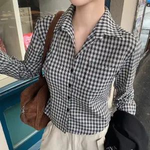 [모코블링]슬림 카라 체크 셔츠체크셔츠 긴팔셔츠 포켓셔츠 카라셔츠 슬림핏