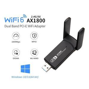 WiFi 6 USB 어댑터 2.4G 및 5G AX1800 고속 무선 동글 네트워크 카드 MT7921AU Win10/11 용