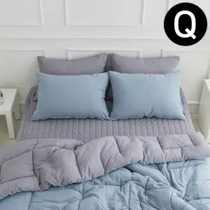 해피니 딥슬립 워싱 차렵이불 패드세트 퀸 Q (이불 블루.패드 그레이) (베개솜 별매)
