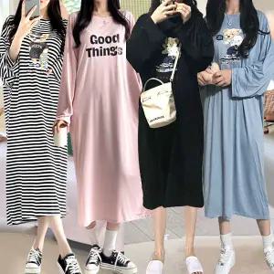 곰돌이원피스잠옷/베어롱원피스/긴팔/반팔/롱맥시/빅사이즈/수면잠옷/루즈핏/오버핏/단가라/스트라이프/여름/바캉스/여행3