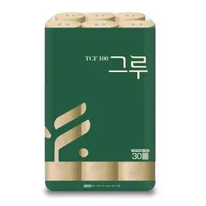 그루 오리지날 무표백 천연펄프화장지(리뉴얼 신상품) 3겹 30m 30롤 1팩