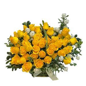 노랑장미50송이 꽃바구니 배달 당일 전국 꽃배달서비스 장미 출산 생일 축하 선물 프로포즈 결혼기념일
