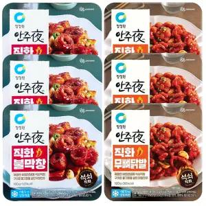 청정원 안주야 직화무뼈닭발 3개+불막창 3개 160g