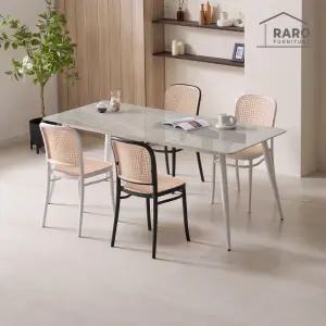 [/착불배송] 파트라 1800 포세린 양면 세라믹 6인 식탁 세트(식탁+의자4)