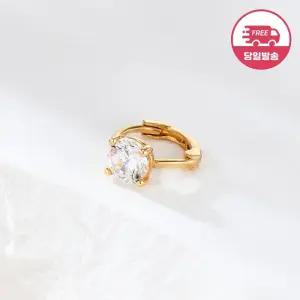 갤러리아 [비앤비골드] 당일발송 14K 샤인 서클 큐빅 원터치 링 피어싱 한쪽