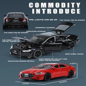 1:32 Audi RS7 미니어처 스포츠카 합금 다이캐스트 모델 소년을 위한 사운드 및 장난감 홈 컬렉션 장식품