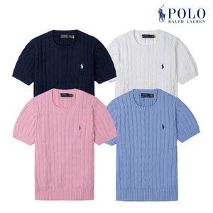 [POLO RALPH LAUREN] 폴로 랄프로렌 여성 케이블 숏 슬리브 크루넥 니트