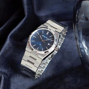 Mathey tissot Zeus 스위스시계 남자 정장 메탈 시계 딥블루