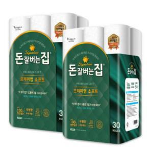 돈 잘버는 집 프리미엄 천연펄프 화장지 25M 30롤x2팩