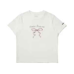 디아도라. 테니스 리본 그래픽 반팔 티셔츠 OFF WHITE D5222LRS60-OWH