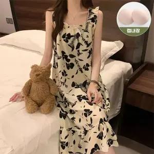 09 캡내장 나비 플라워 프릴 홈웨어 원피스