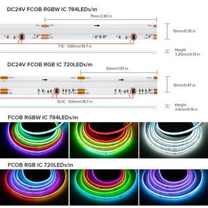 FCOB SPI RGBW IC LED 조명 스트립 WS2814 주소 지정  784 드림 컬러 10mm DC24V SK6812  유연성 RA90 IP3