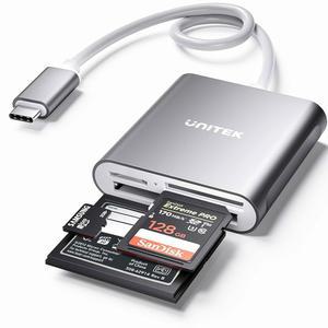 UNITEK USB C SD 카드 리더 장치용 알루미늄 3.0 슬롯 타입-C 플래시 메모리 샌디스크 컴팩트 및 렉사 프로페셔널 지원 - 회색