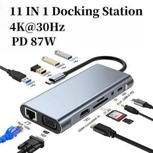4/7/8/11in1 도킹 허브 Mac 멀티 인터페이스 노트북 확장기용 4K USB Type-C 스테이션