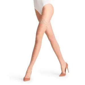 FALKE 여성용 Shelina 12 데니어 허벅지 높이 미끄럼 방지 그립이 있는 모던 레이스 트림 울트라 시어 투명