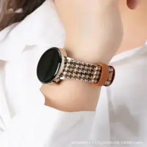 갤럭시워치7 캔버스 가죽밴드 스트랩 체크무늬시계줄 40mm 44mm