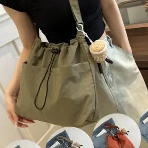 숄더백 파우치 바스락 복조리백 캐쥬얼 스트링백 크로스백 남여공용 가방 (라떼키링 ) 바스락숄더백