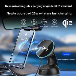 MagSafe 차량용 충전기 Qi2.2 25W iPhone 용 고속 무선 Samsung 샤오미 Vent 클립 마운트 강화 유리 논슬립