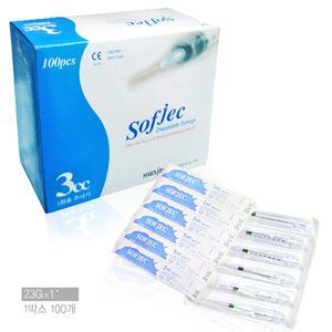 (Sofjec소프젝) 1회용 플라스틱 주사기 (HJ-3) 3cc (100개) 1박스