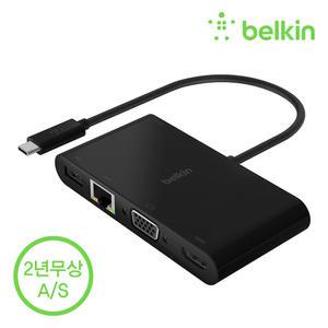 [벨킨] C타입 멀티 허브 100W 충전 어댑터 이더넷 VGA 4K HDMI 맥북 프로 윈도우 호환 AVC004bt