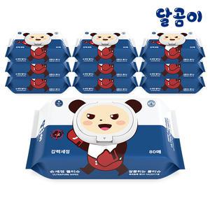 달곰이 항균력 99.9% 손세정 물티슈 플레인 캡형 10팩 80매