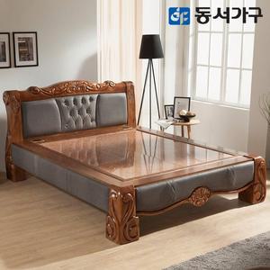 [동서가구]명가돌 고급 미송원목 가죽 명품 홍맥반석 퀸 Q 돌침대 DF635857