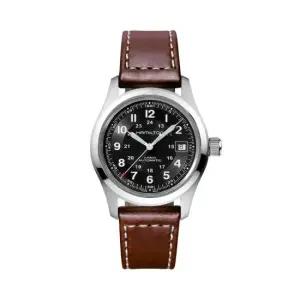 해밀턴 H70455533 카키 필드 오토 남성 가죽 38mm