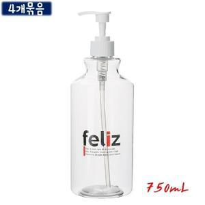 투명 펌프형 공병-1호 750mL 4p 누르는 리필용기크림 샴푸디스펜서 스펜서 손소독제 소독젤 젤제 펌핑 펌프