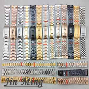 20mm 와이드 실버 로즈 골드 블랙 904L 솔리드 스테인레스 스틸 스트랩 닦았 광택 굴 시계줄 접는 슬라이딩