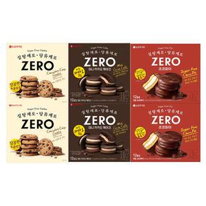롯데 ZERO 제로 카카오 케이크 171g+제로 초코파이 336g+제로 초콜릿칩쿠키 168gx각2개(총6개)