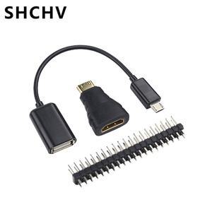 3 IN RASPBERRY PI ZERO 액세서리 미니 HDMI 호환 어댑터 + OTG 케이블 W V .3용 40핀 GPIO 헤더