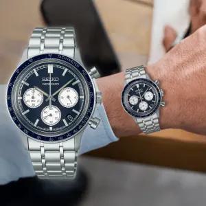 세이코 시계 쿼츠 메탈 크로노 스포츠 38mm 블루 SSB477P1 백화점AS
