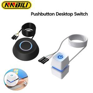 NNBILI 컴퓨터 데스크탑 스위치 2M LED 조명 PC 마더보드 외부 시작 전원 켜기/끄기 버튼 홈 오피스용 연장