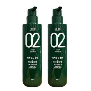 아모스 녹차실감 샴푸 리바이탈라이징 500g 2개 세트