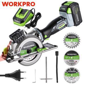 WORKPRO 20V 미니 전기 원형 톱, 레이저 및 톱날 3 개, 타일 절단 플라스틱 목공 전동 공구
