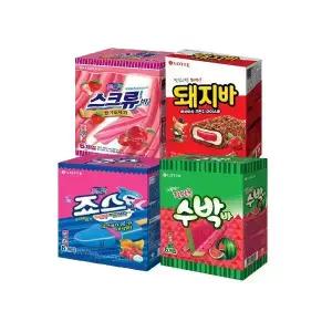 [내일도착] 스크류바80ml,6개+돼지바70ml,6개+죠스바80ml,6개+수박바80ml,6개(각 6개입, 1개)