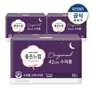 [유한킴벌리][S]좋은느낌 오리지널 수퍼롱 오버나이트 생리대 10매x3팩